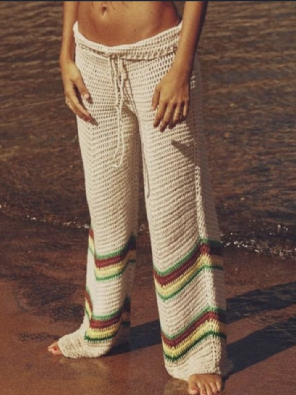 Zara cream crochet pants